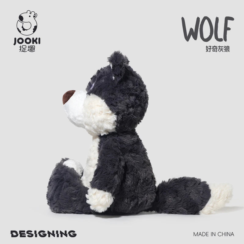 Nice Cuddly Cartoon Plush Toys Gray Wolf High Quality Fluffy Sitting Pose Doll Warm Cozy Children Companion Xmas Gift Home Decor
