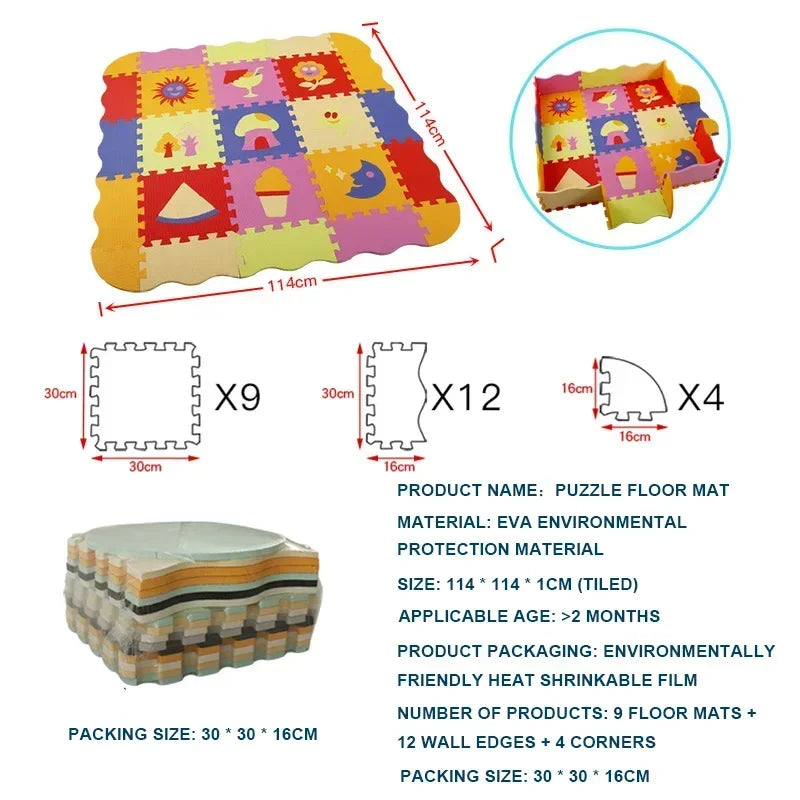 Eva Foam Baby Play Mat 25-Piece Set 30x30cm Puzzle Floor Mat Educational Toy For Nursery