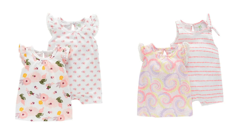 Cartoon Cute Newborn Girl Bodysuits Summer Baby Girl 2-Piece Sleeveless Onesies Fashion Infant Clothes