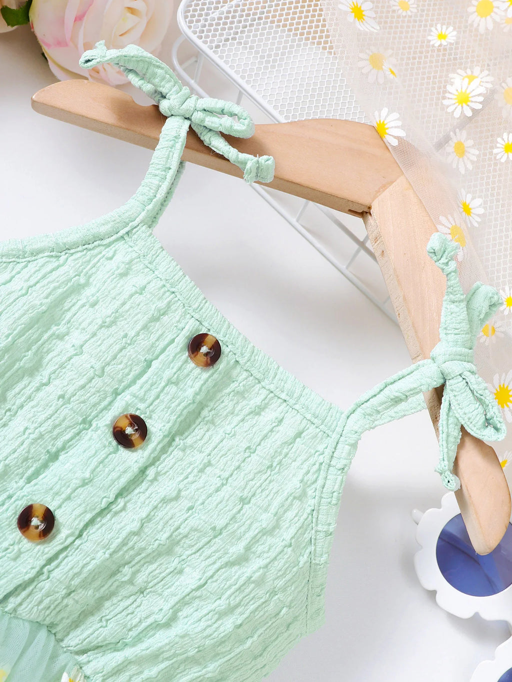 Baby girl Bodysuit Butterfly knot suspender small daisy chiffon fashionable Bodysuit for 3-24 Months cute Baby girl Clothing