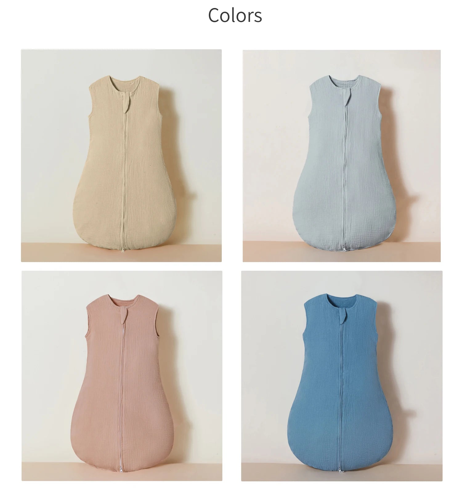 Baby Sleeping Bag Newborn Swaddle Sleeveless Sleep Sack Summer Thin Premium Muslin Cotton Soft 2-Ways Zipper Easy Diaper Changes