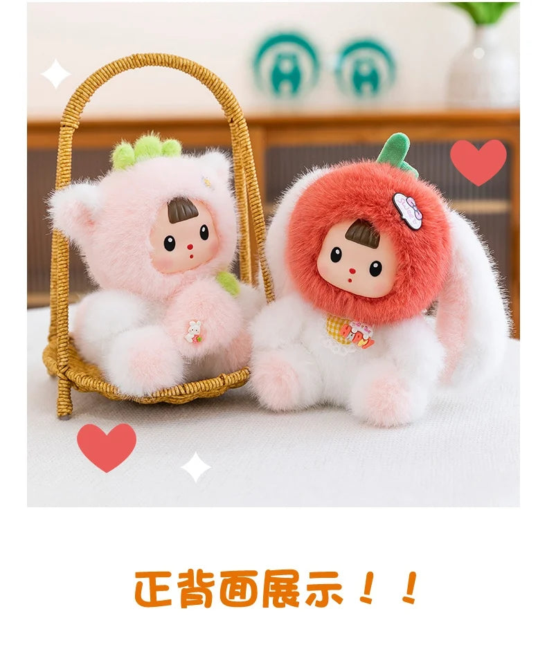 17cm Soft Vinyl Face Plush Little Dinosaur Tomato Rabbit Raccoon & Strawberry Doll Cute Cartoon Animal Stuffed Toy