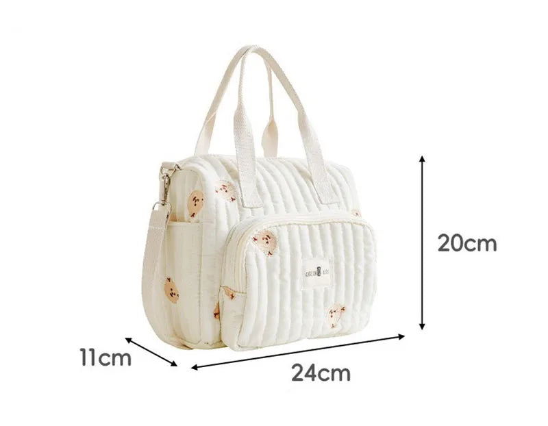 New Mommy Bag Portable Large Capacity Diaper Bag Embroidered Bear Cute Leisure Storage Bag