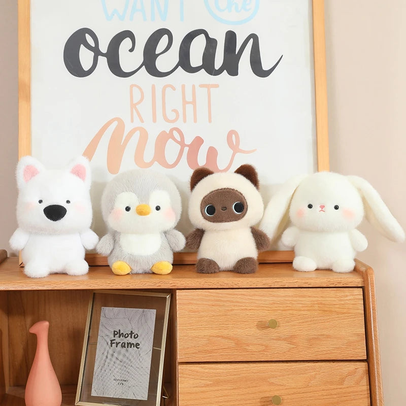 Kawaii Soft Plush Doll Pillow Animal Series - Elephant Pig Dog Sheep Penguin Raccoon Cat - Cute Toy Gift for Boys & Girls