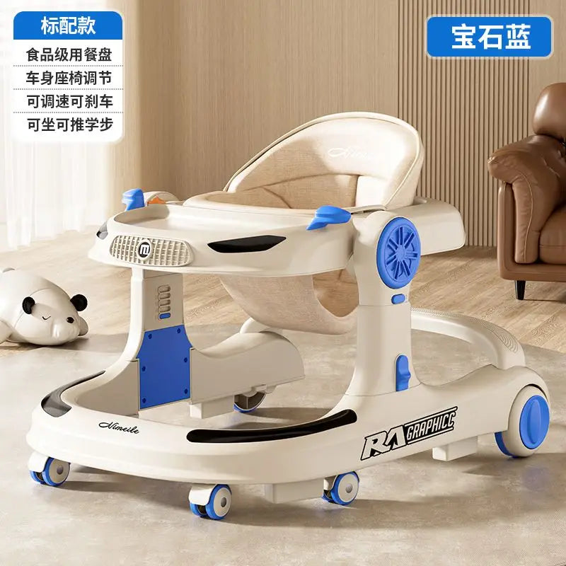 Baby Walker 4 in 1 Adjustable Height Anti Rollover Push Toy Foldable Activity Center for Infant Toddler 6 to 18 Months