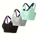 3 Pcs Women Breathable Sports Bra Absorb Sweat Shockproof Padded Gym Running Fitness Seamless Yoga Sports Bra Underwear