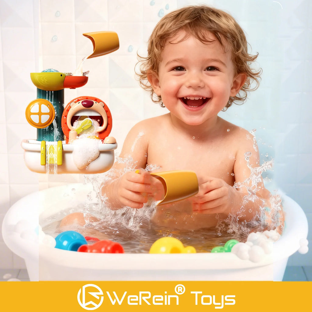 Cute Lion Shaped Bath Toy for Infants And Toddlers Water Scooping Bath Play Bubble Bathing Fun