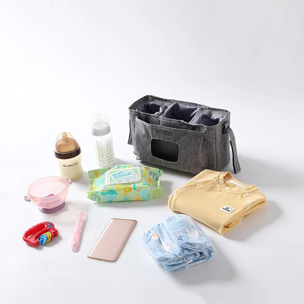 Multifunctional Baby Stroller Bag Large Capacity Waterproof Wet Wipe Hanging Bag Baby Care with Multiple Pockets