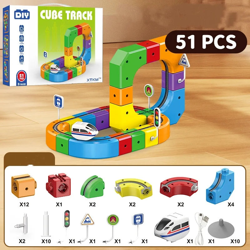 3D Electric Train Set Magic Flexible Race Track for Kid Track with Anti Gravity Car STEM Educational Building Toy Boys Girls Bir
