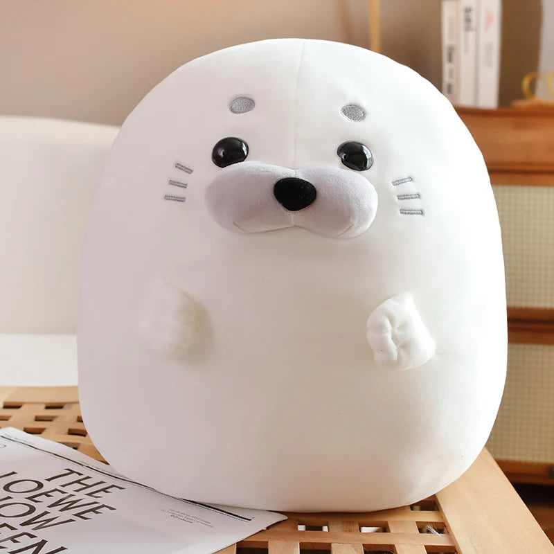 New Adorbale Furry Plush Seal Plush Toy Stuffed Down Cotton Fat Round Animal Sea Lion Doll Sleep Pillow Cushion Kawaii Gifts