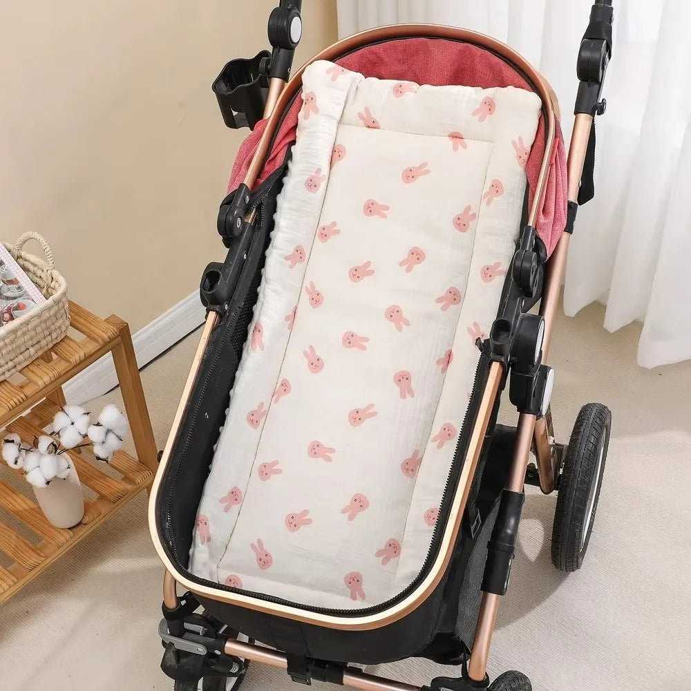 Washable Cartoon Baby Stroller Cushion Rainbow Rabbit Trolley Mattress Cotton Flower Baby Seat Cushion Toddler