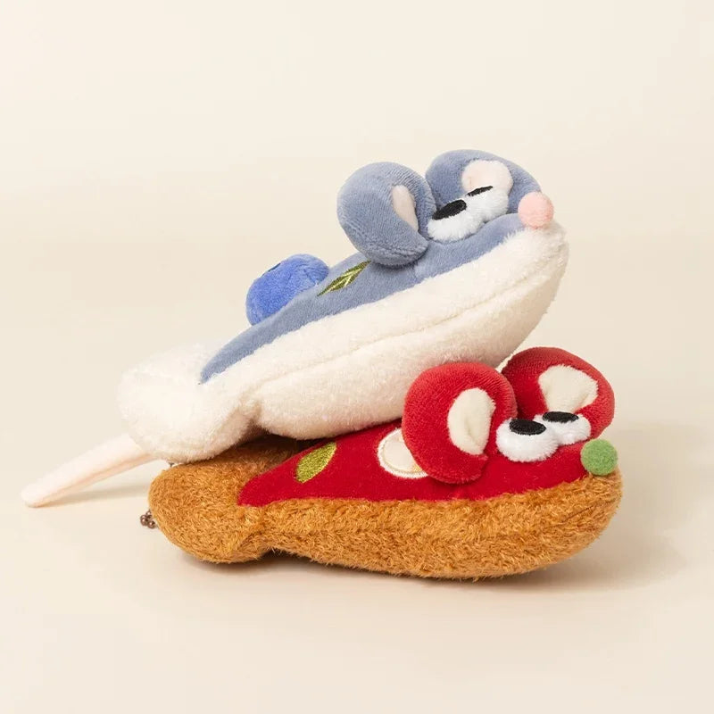 Pizza Mouse Plush Toys Hanging Pendants Creative Pizza Multiple Flavors Adorable Mouse Dolls Gifts For Birthday 14cm Decoration