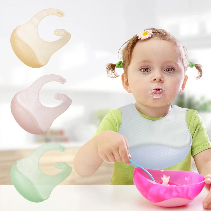 1 Pc Baby Silicone Jelly Bib Lightweight Widen Shoulder With PP Box Water Proof Adjustable Length Design Baby Tableware Bib