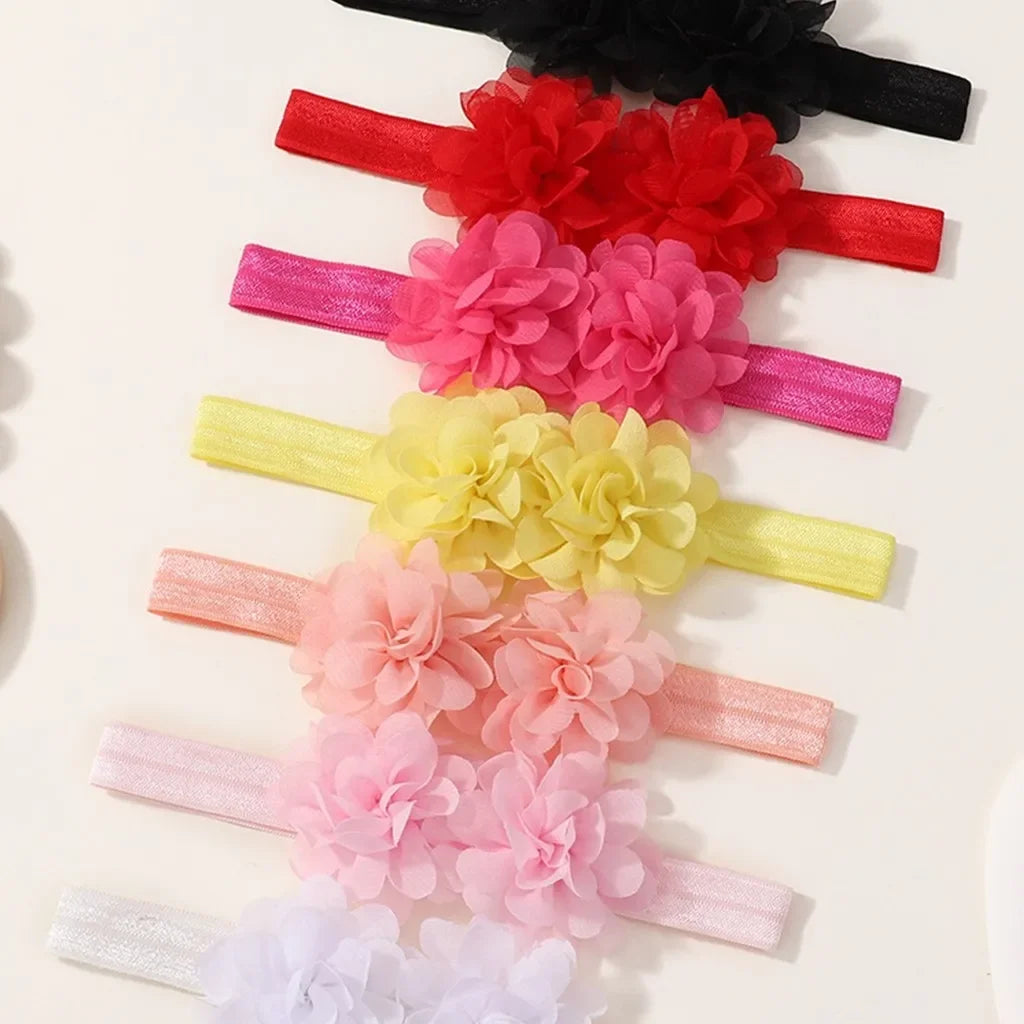 7pcs Babys Chiffon Headbands Flower Soft Strecth Elastic Hair Bands SetNewborns Head Tie Infants Babe Hair Accessories