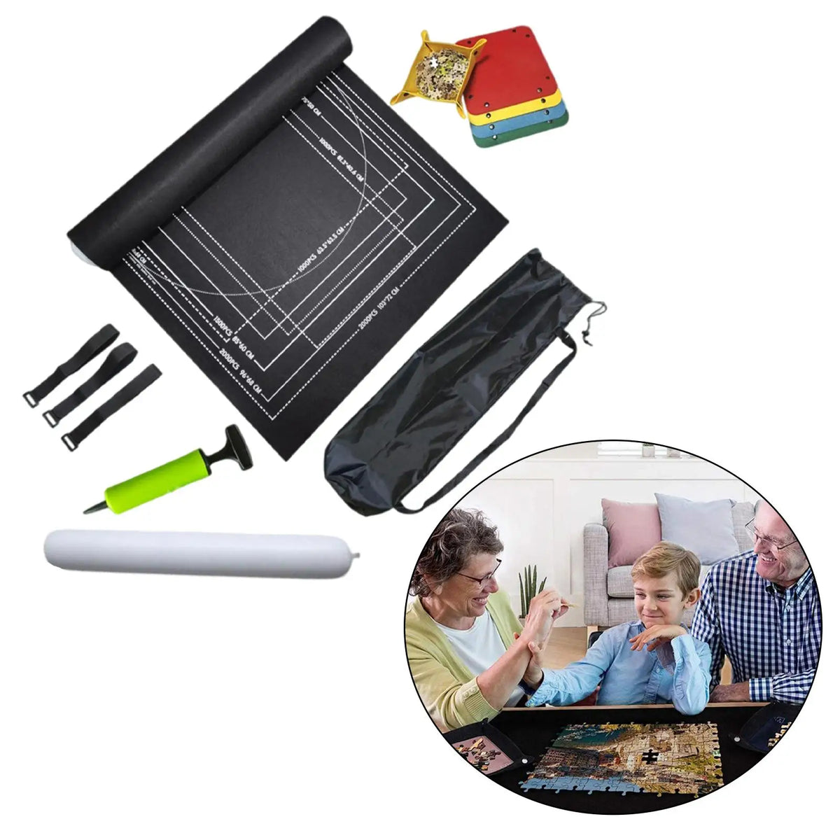 Jigsaw Puzzle Mat Roll Up For Storage And Portable Saver Pad Model RU2000 Up To 2000 Pieces