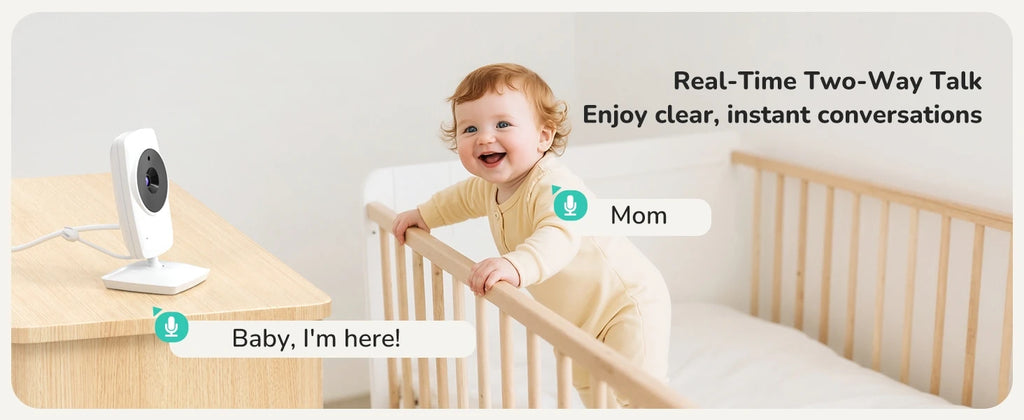 Baby Monitor with Camera and Night Vision 3.2 Inch Screen 2-Way Audio Temperature Sensor 2X Zoom Lullabies Feeding Reminder 22H