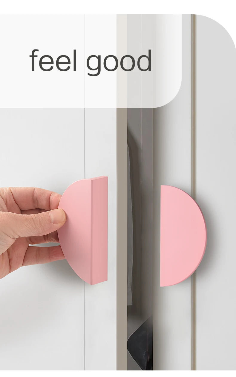 Wardrobe Door Handle Half Round Kitchen Cabinet Knobs Dresser Drawer Handle Colorful Pink Blue Green White Knobs For Furniture