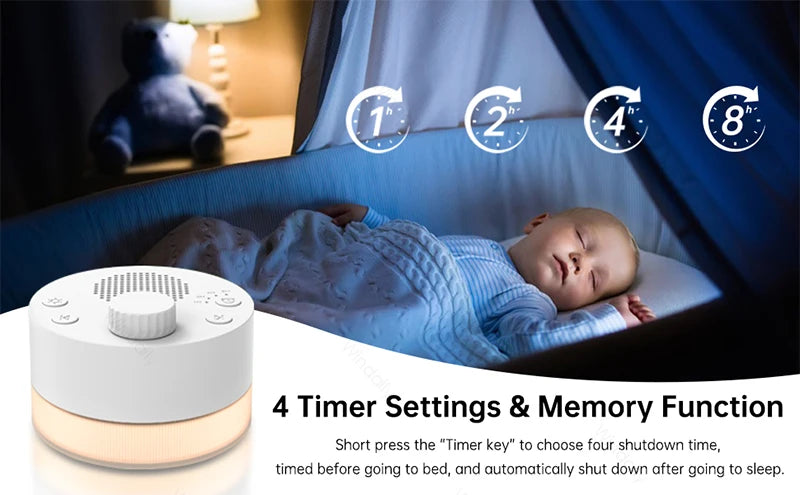 2025 White Noise Machine 24 Sleep Soothing Sounds Portable Baby Sleep Machine Night Lights Memory Function For Baby Kids Adults