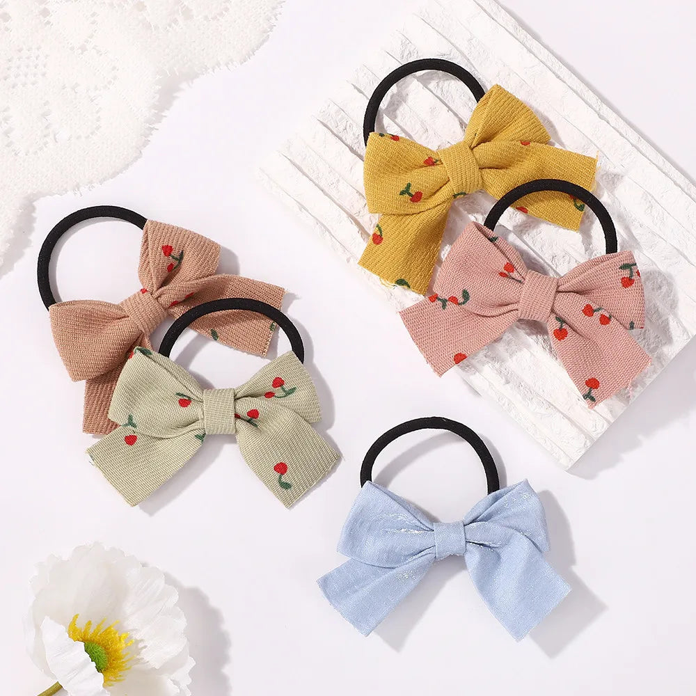 Random Color 10PCS Flower Ribbon Bowknot Hair Rubber Bands for Girls Handmade Cute Bow Hair Ties Headwear Kids Hair Accessories