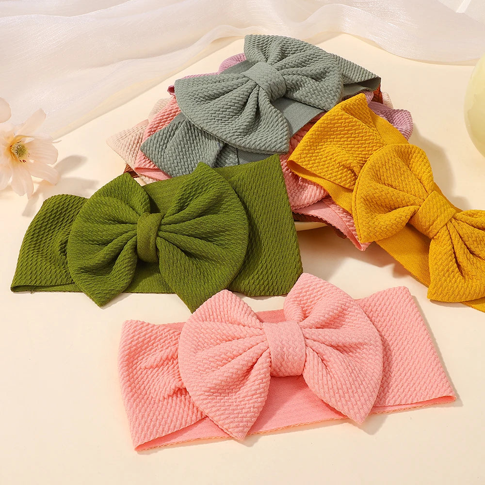 12Pcs/lot big bows elastic headscarf for baby infant solid color casual headband The color is randomly distributed and not fixed