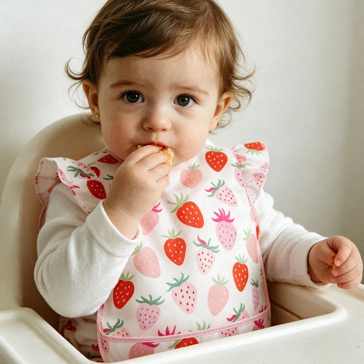 Elinfant 1 Pc Baby Bib For Eating Waterproof Reusable Wipeable Toddler Bibs with Catch-All Pocket Feeding Bibs for Girls & Boys