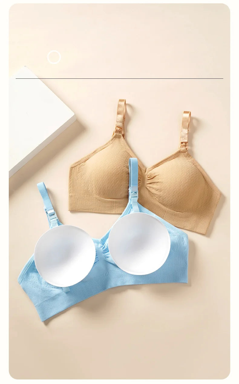 High Quality Single Handed Front Buckle Nursing Bra Breathable Women Breastfeeding Underwear Seamless Maternity Bra Push Up