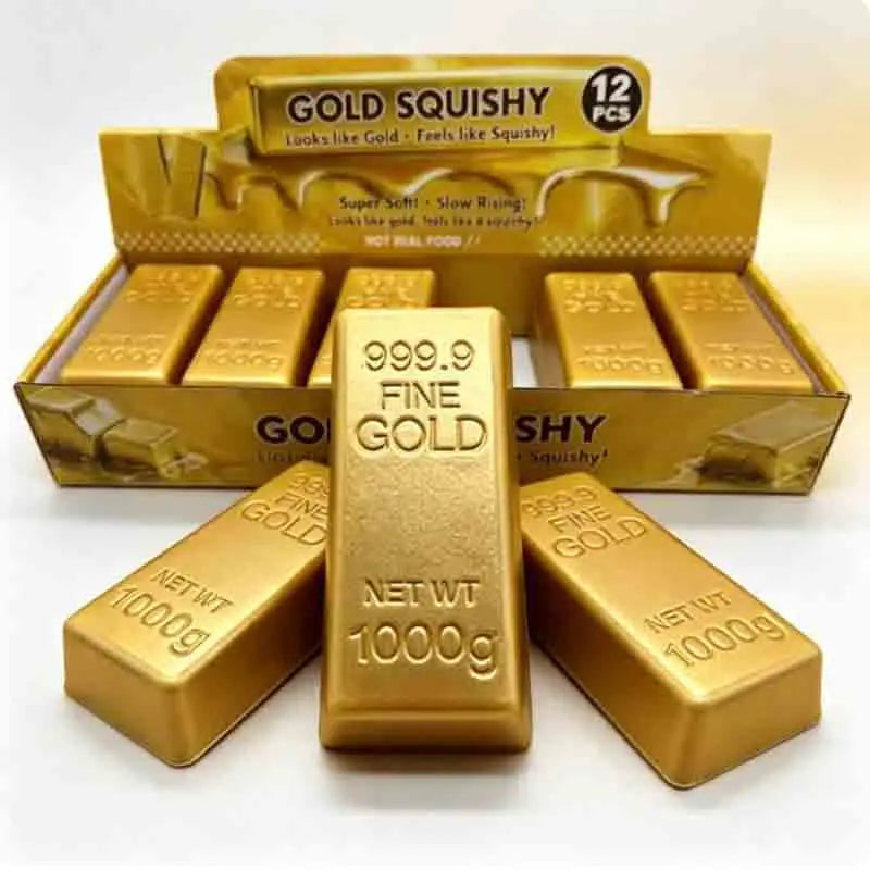 Simulated Gold Brick Slow‑Rebound Stress Relief Tool, Realistic Squishy Gold Bar Shape, Sensory Pressure Release, Anti‑Anxiety,