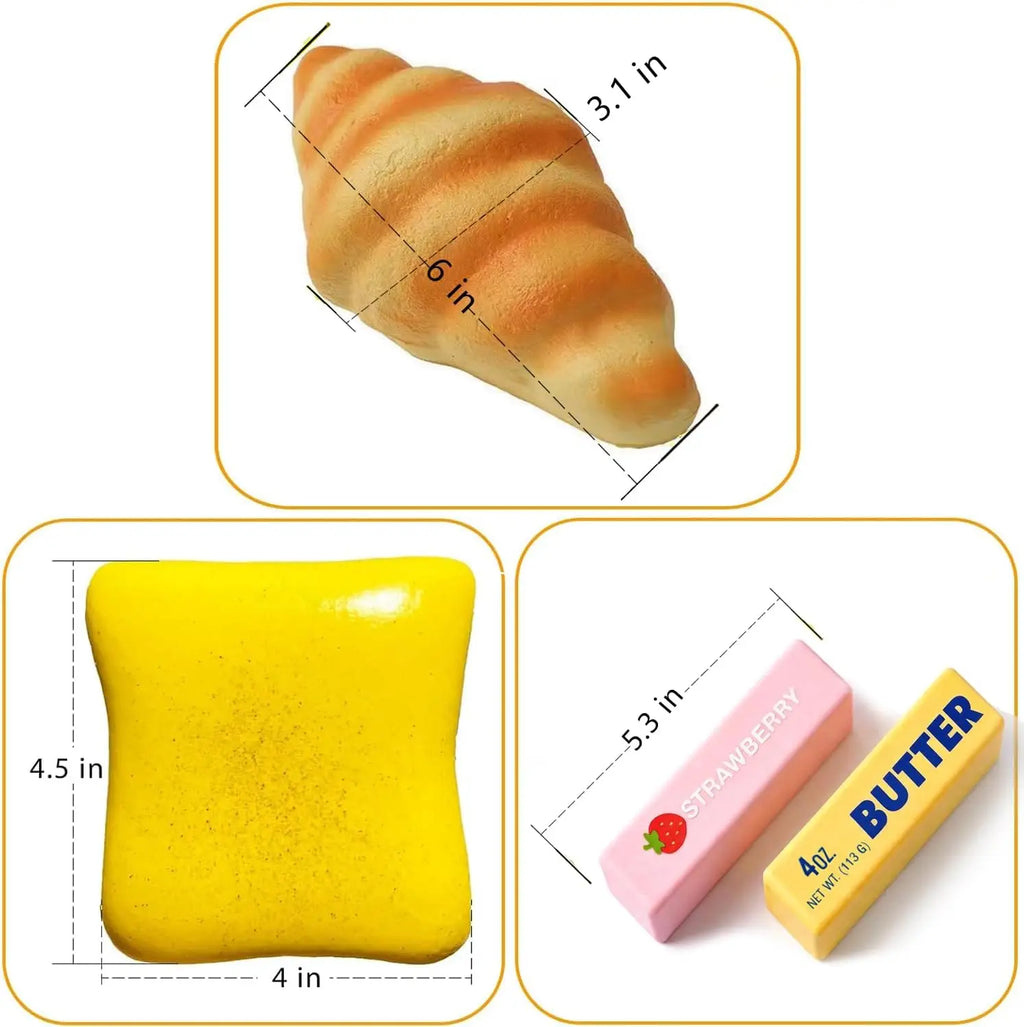 1/4PCS Butter Bread Squishy Toy Slow Rising Squishies Soft PU Foam Squeeze Toys for Stress Relief Fidget Toys Party Favors