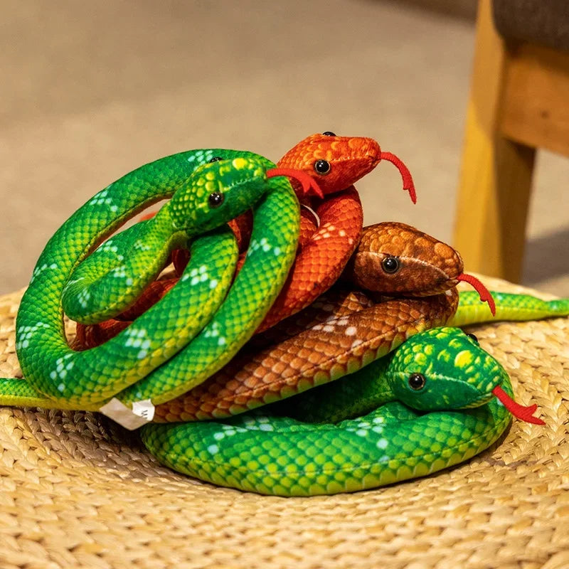 New Artificial Python Plush Toy Long Snake Yellow Orange Green Python Plush Toy Decorate The House Holiday Decorations