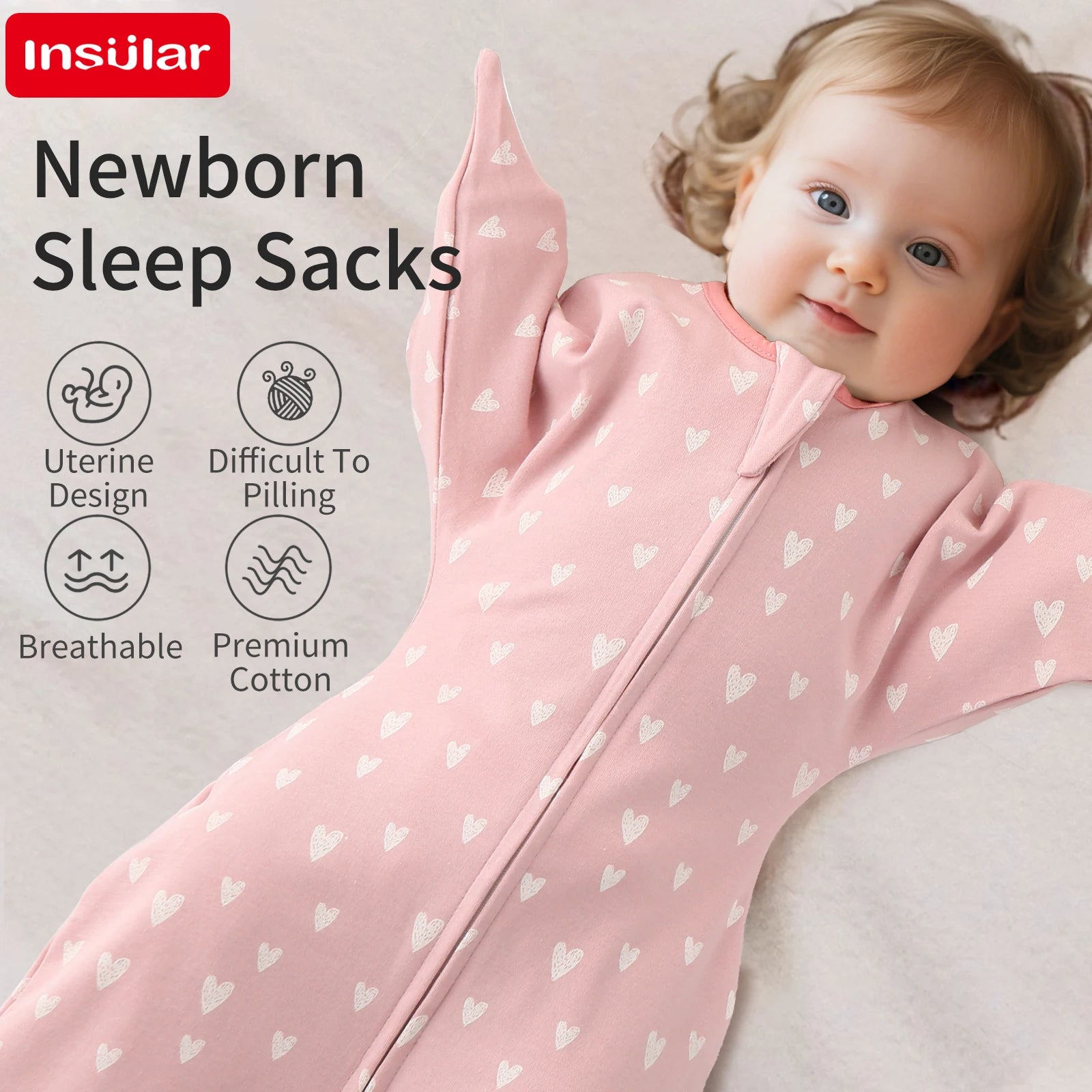 INSULAR Infant Hugging Blanket Comfortable Baby Soft Sleeping Bag Surrender Type Newborn Sleep Sack Anti-startle All Cotton 0-1Y