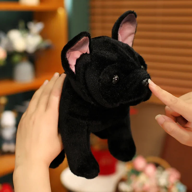 Hot 28cm Bulldog Plush Toy Realistic Stuffed Animals Black Grey Bulldog Plush Lifelike Pet Dog Soft Doll Gift