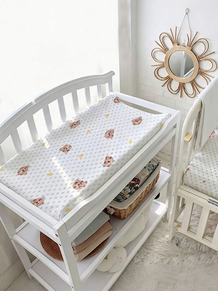 1Pc Baby Diaper Changing Pad, Ultra-Soft 3D Bean Material, Cute Animal Print, Washable and Durable, Suitable for Newborns, Cribs, Strollers, and Travel Use