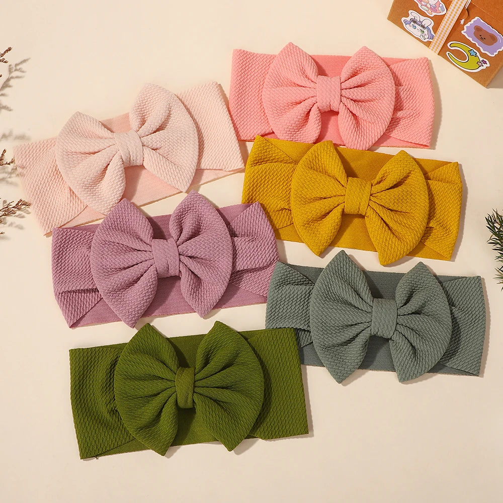 12Pcs/lot big bows elastic headscarf for baby infant solid color casual headband The color is randomly distributed and not fixed
