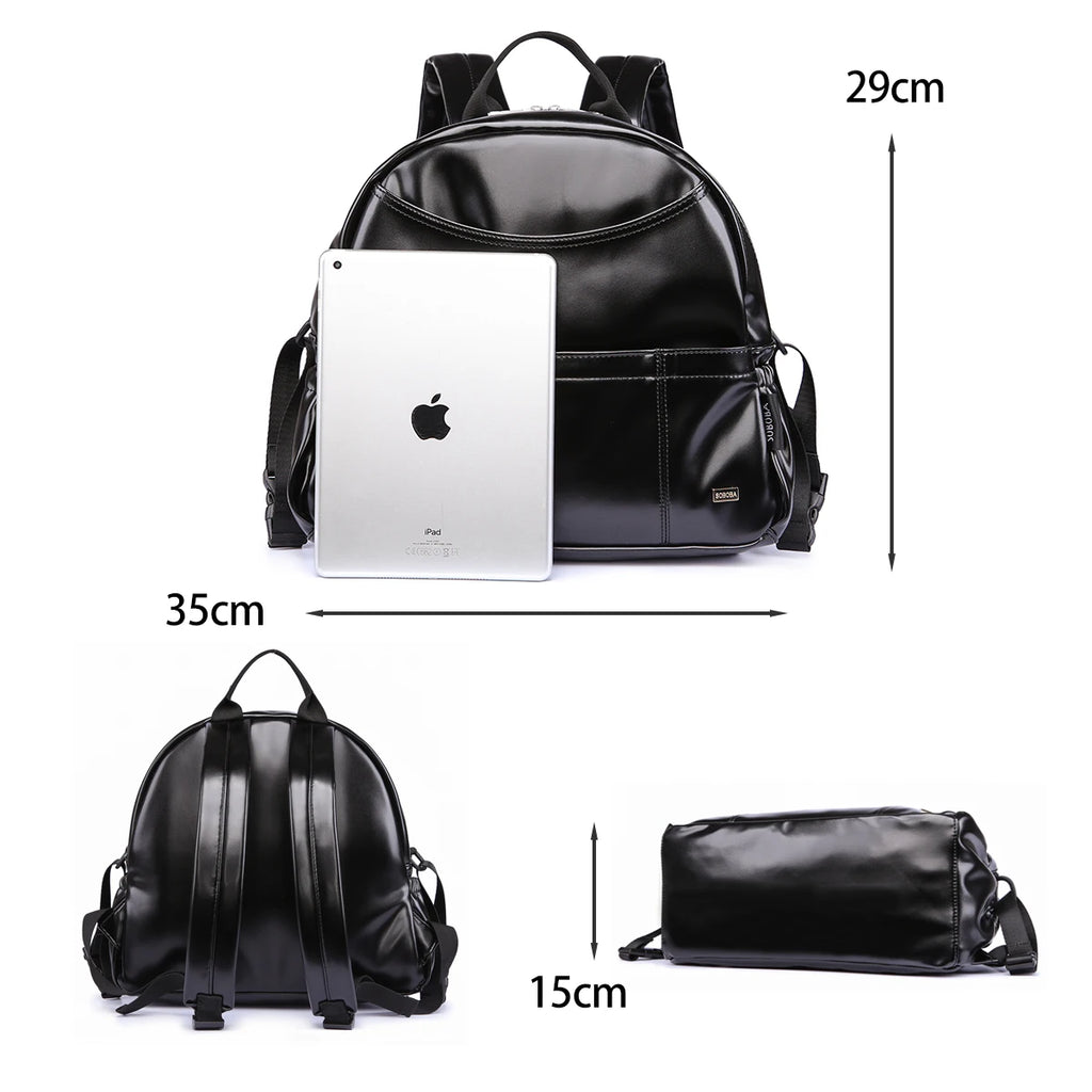 New Fashion PU Black Diaper Backpack for Baby Large Capacity Waterproof Pockets Diaper Bag for Mother Travel Stroller Bag