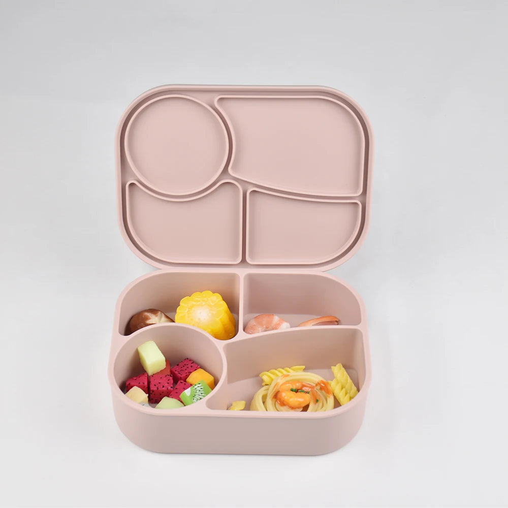 Personalized 340ml Silicone Bento Lunch Box with Name – 4 Compartment Kids Lunch Box