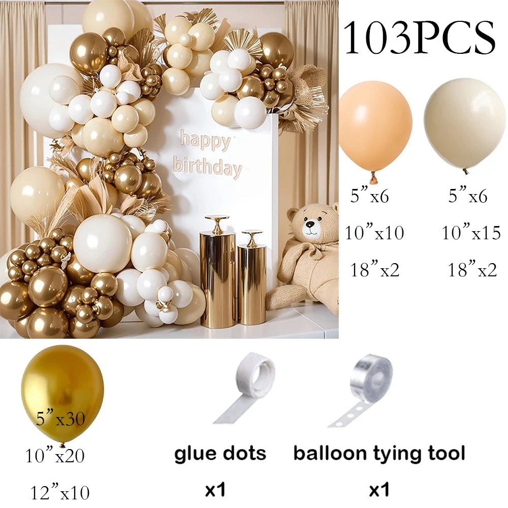 Balloon Arch Kit Nude White Sand With Gold Balloons For Birthday Party Baby Shower Wedding Graduation Decoration