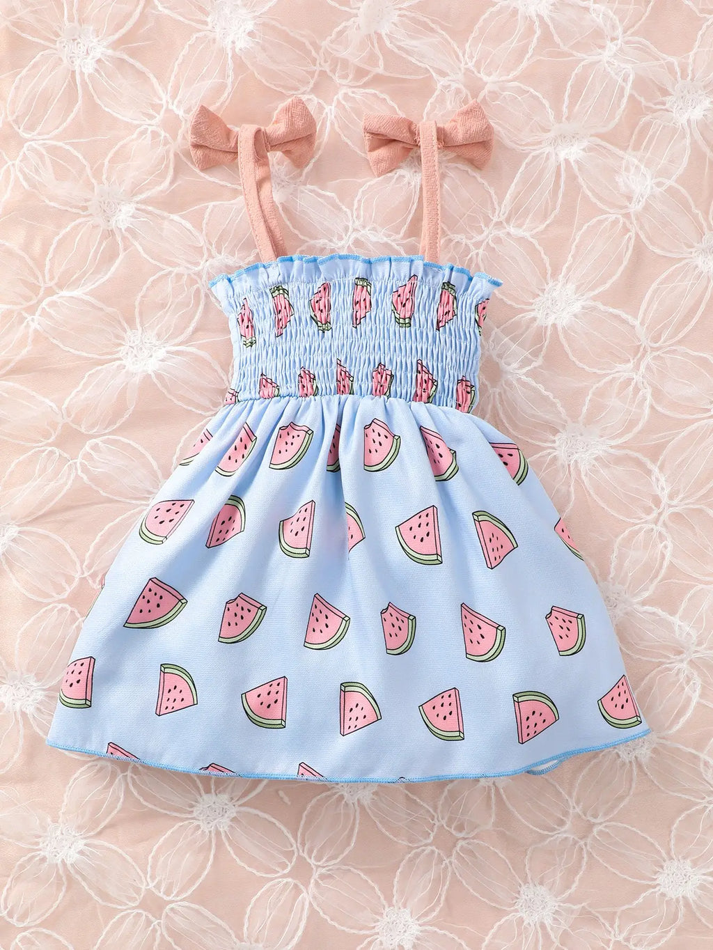 Summer Baby Girl Suspender Dress with Watermelon Print Stretch Dress suitable for 0-3 Years old Cute Baby girl Casual Dress