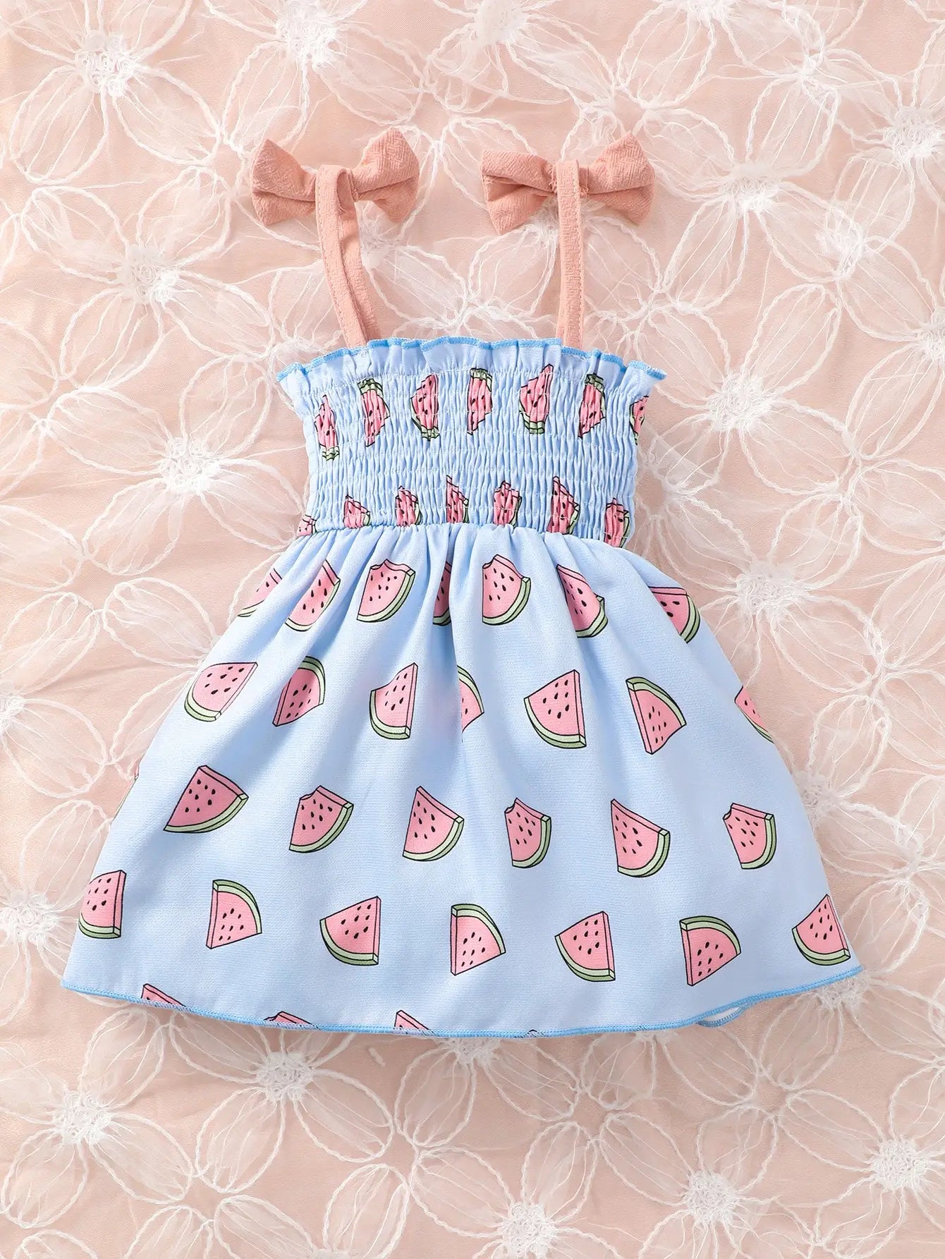 Summer Baby Girl Suspender Dress with Watermelon Print Stretch Dress suitable for 0-3 Years old Cute Baby girl Casual Dress