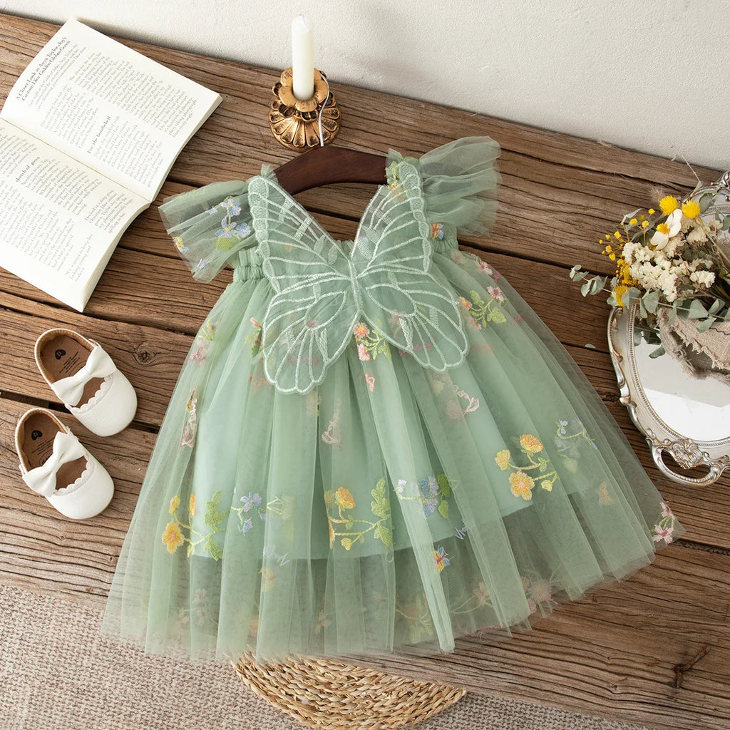 Girls' Dress Summer Lace Floral Print Cute Princess Baby Girl Dress Adorable Wedding Flower Girl Outfit