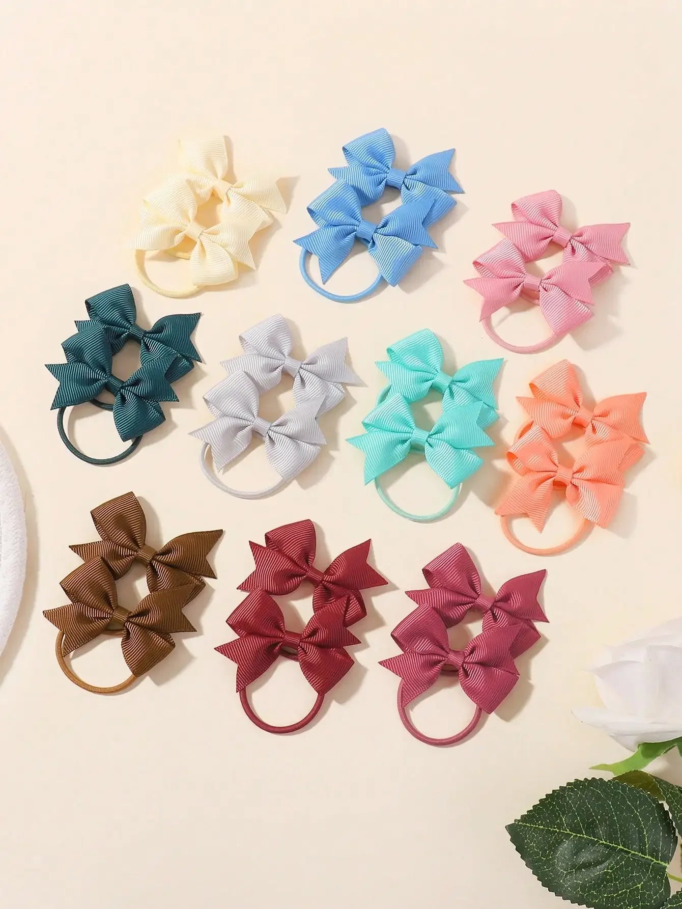 20Pcs/lot 2.1-Inch Lovely Bowknot Hairband Ribbon Head Rope Kids Hair Accessories Boutique Headwear for Girls Wholesale Gift