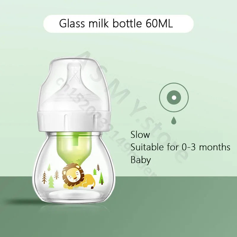 Dr. Brown's Newborn Wide-Bore Glass Baby Bottle 60 ml Anti-Colic With Preemie Silicone Teat