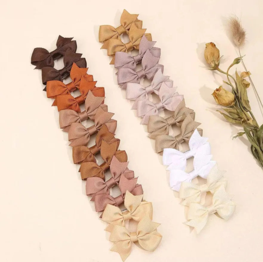 24Pcs/set Kids Cute Mini Ribbon Hair Bows Hair Clip for Girls Hair Bangs Safety Barrette Kids Boutique Hairpins Set