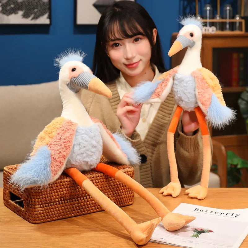 Wholesale Fantastic Crowned Crane Doll Stuffed Plush Balearica Big Bird Cartoon Long Legs Animal Toy Colorful Plushie Gift
