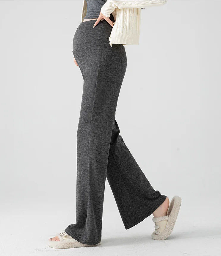 Pregnant Woman Maternity Straight Knitted Trousers With Adjustable Waist 2026 Autumn