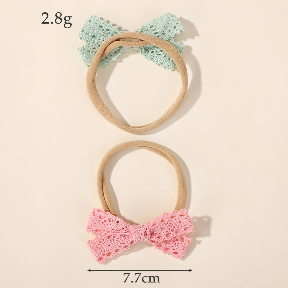 8Pcs Baby Elastic Nylon Hair Band Lace Cheer Bows Headband for Girls Casual Headdress Boutique Baby Headwear