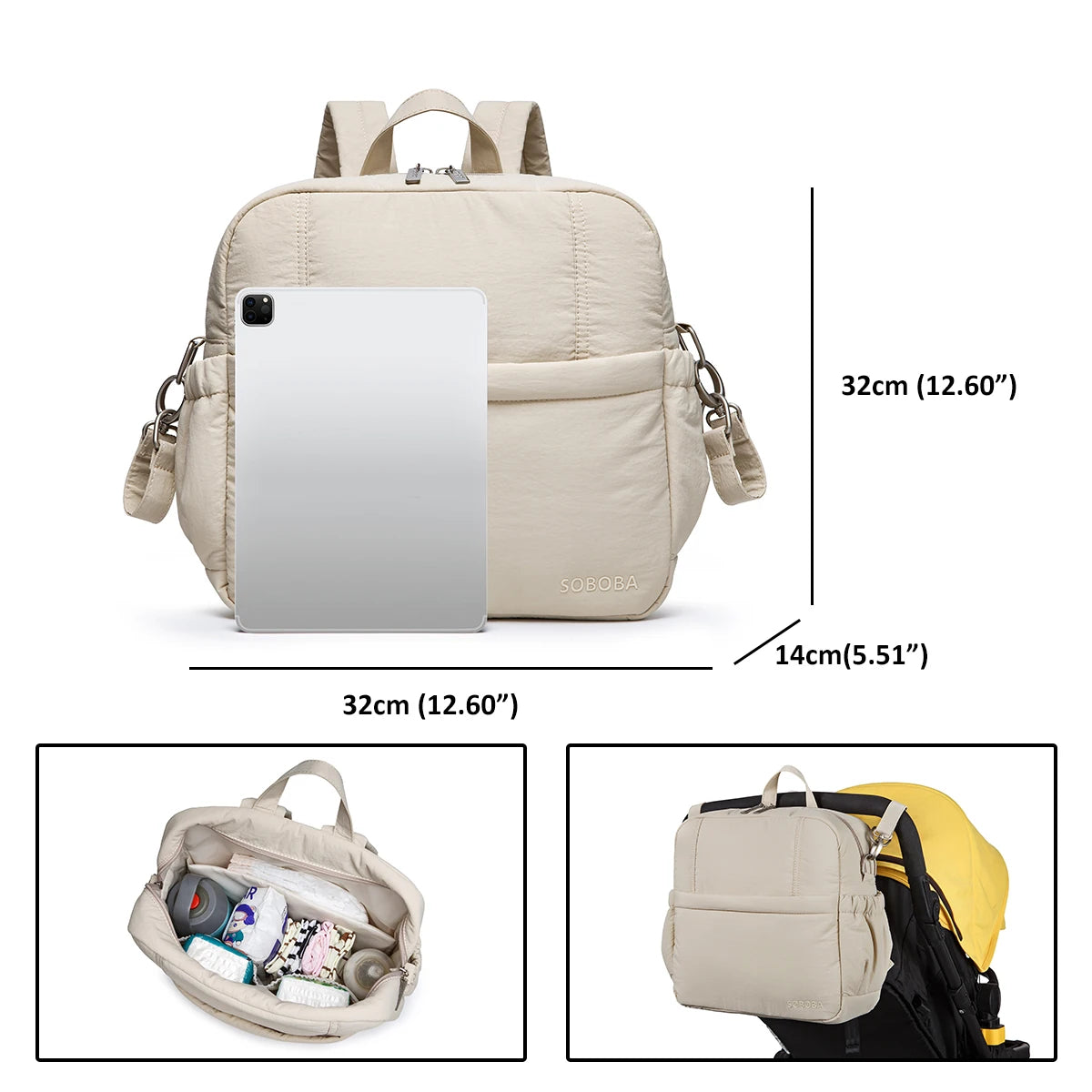 Soboba Large Capacity Diaper Backpack Multi-functional Nappy Changing Bag for Newborns Travel-Friendly Parenting Essentials