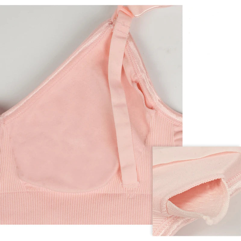 Maternity Nursing Bra Seamless V Neck Criss-Cross Breastfeeding Bras Wireless Feeding Bra for Pregnant Women