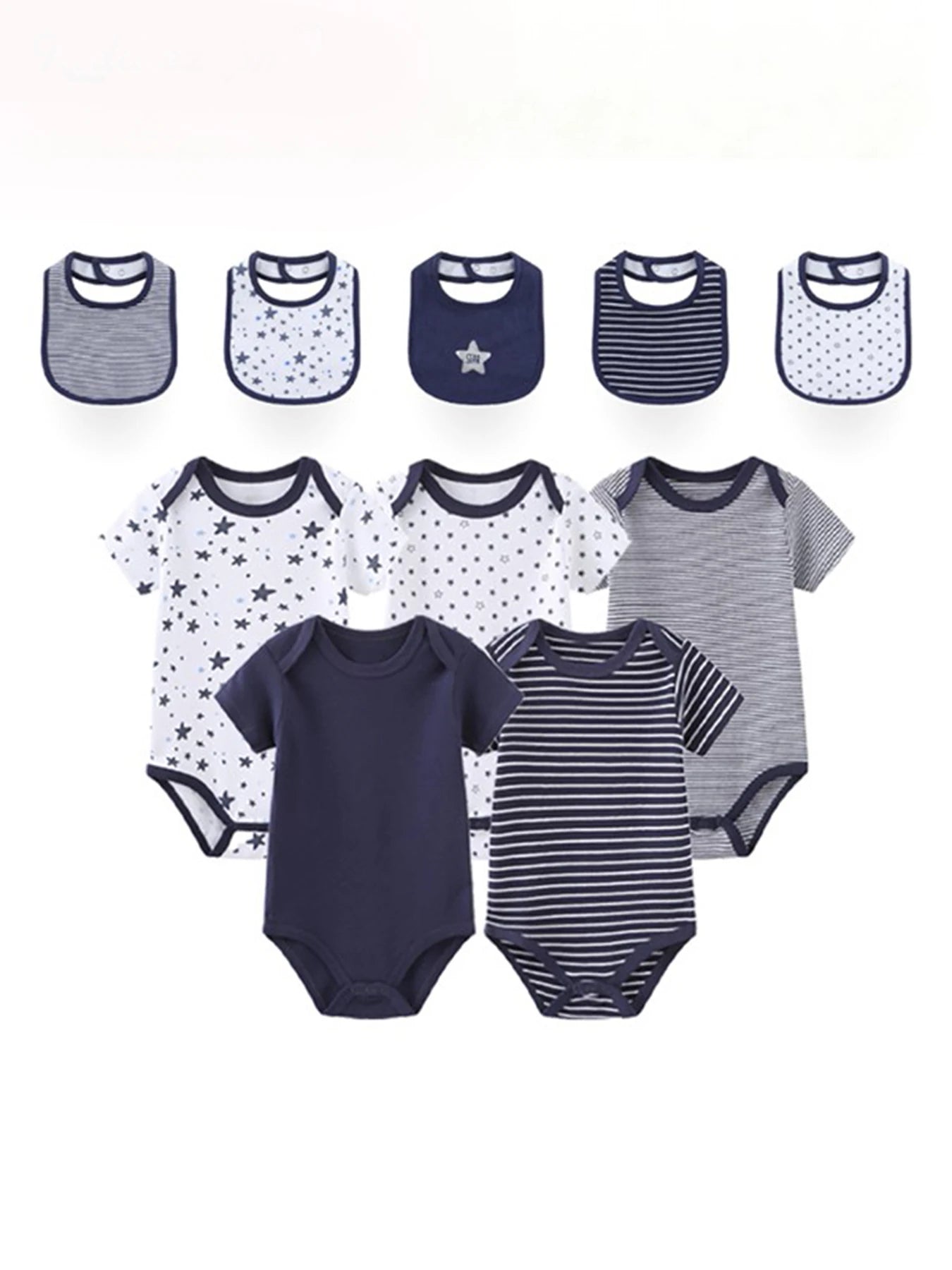 Bebe 10 Pack Baby Bodysuits And Bibs Set Unisex 0 12 Months Summer Newborn Clothing