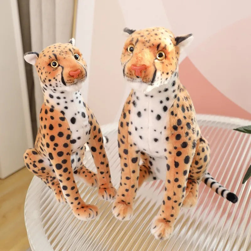 Hot Lifelike Plush Leopard Cheetah Toy Full Stuffed Forest Animal Peluche Doll Room Decor Christmas Holiday Gifts For Boys