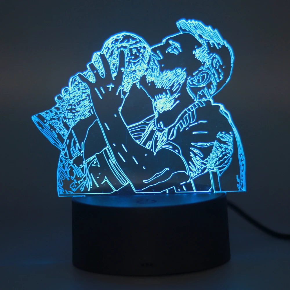 3D Illusion Night Light Messi 7 Color/16 Color Gradient Touch Switch LED Night Light Table Lamp (Crackle White)